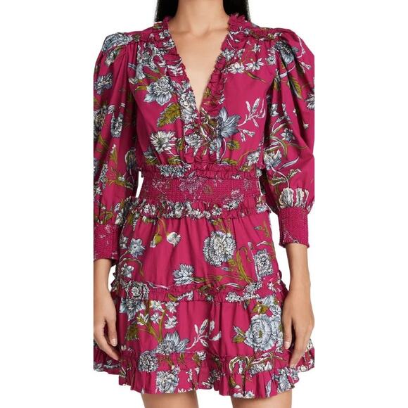 Love The Label Wanda Print Dress Fuchsia Floral Womens Medium - Picture 1 of 7